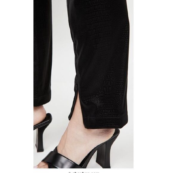 Good American High Waist Vegan Leather Black Croc Exec Pants Size Small 1 NWT - Picture 7 of 13